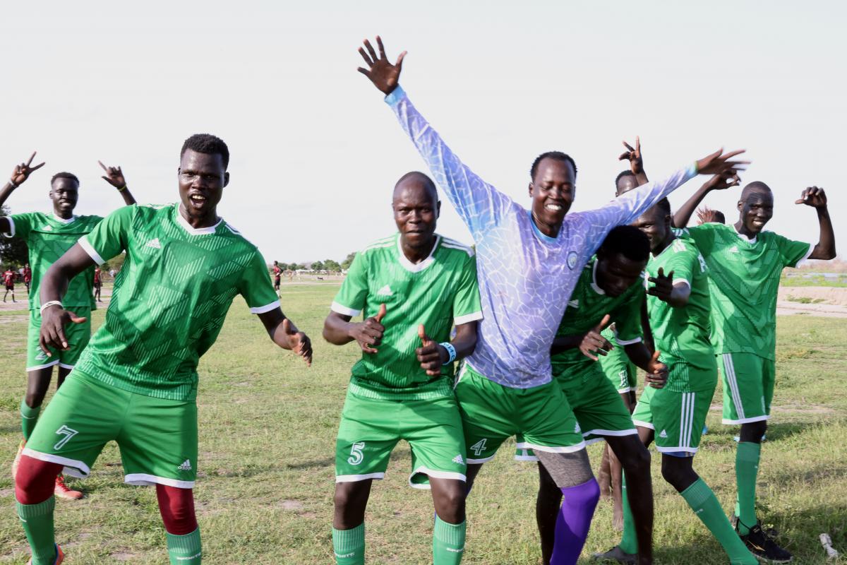 Jugadores de futbol de Paguir en Sudán del Sur