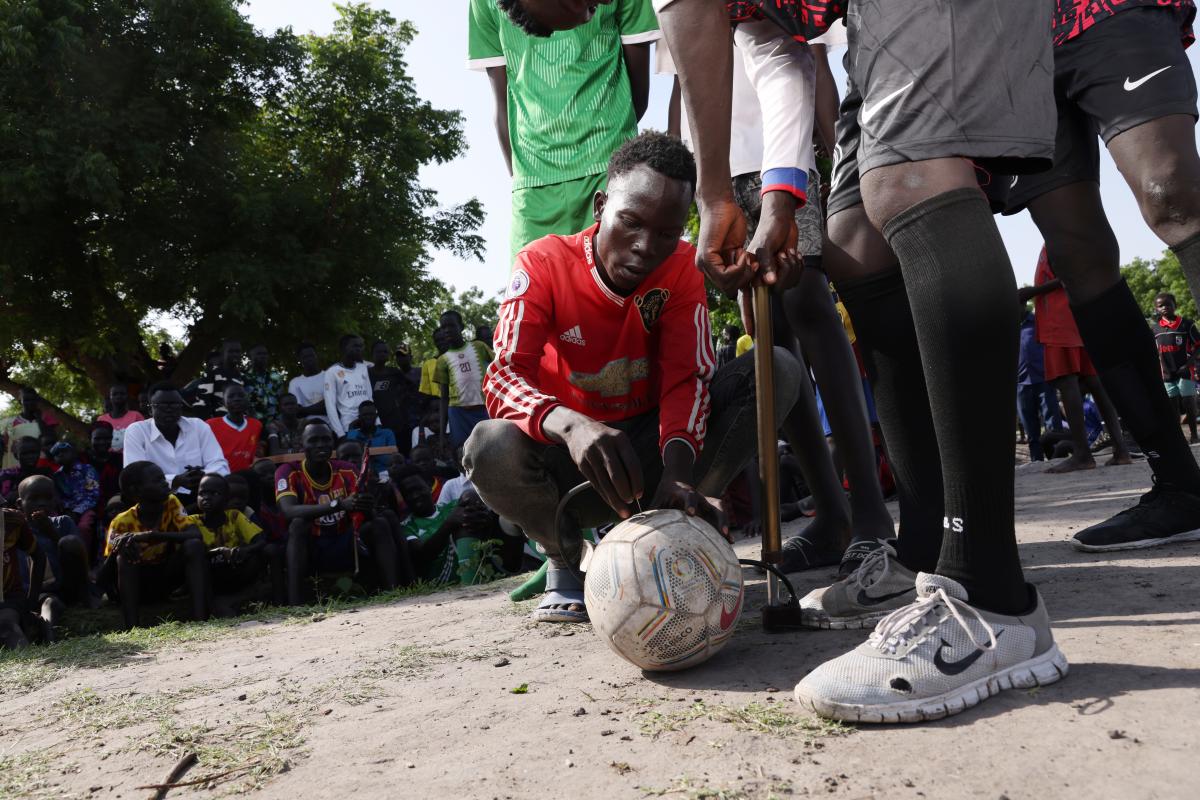 Jugadores de futbol de Paguir en Sudán del Sur