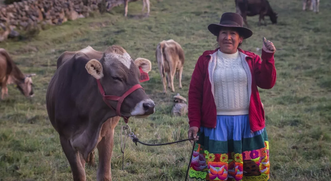 Dora Prado, agricultora de dariy en Porta Cruz, Perú, trabaja con Acción contra el Hambre para conectar con los mercados locales y perfeccionar sus aptitudes empresariales.